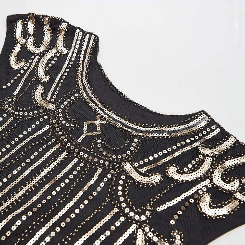 ✨ Flapper Great Gatsby Roaring 1920s Retro Tassel Fringe Sequin Dress SIZE L NEW - Picture 6 of 17